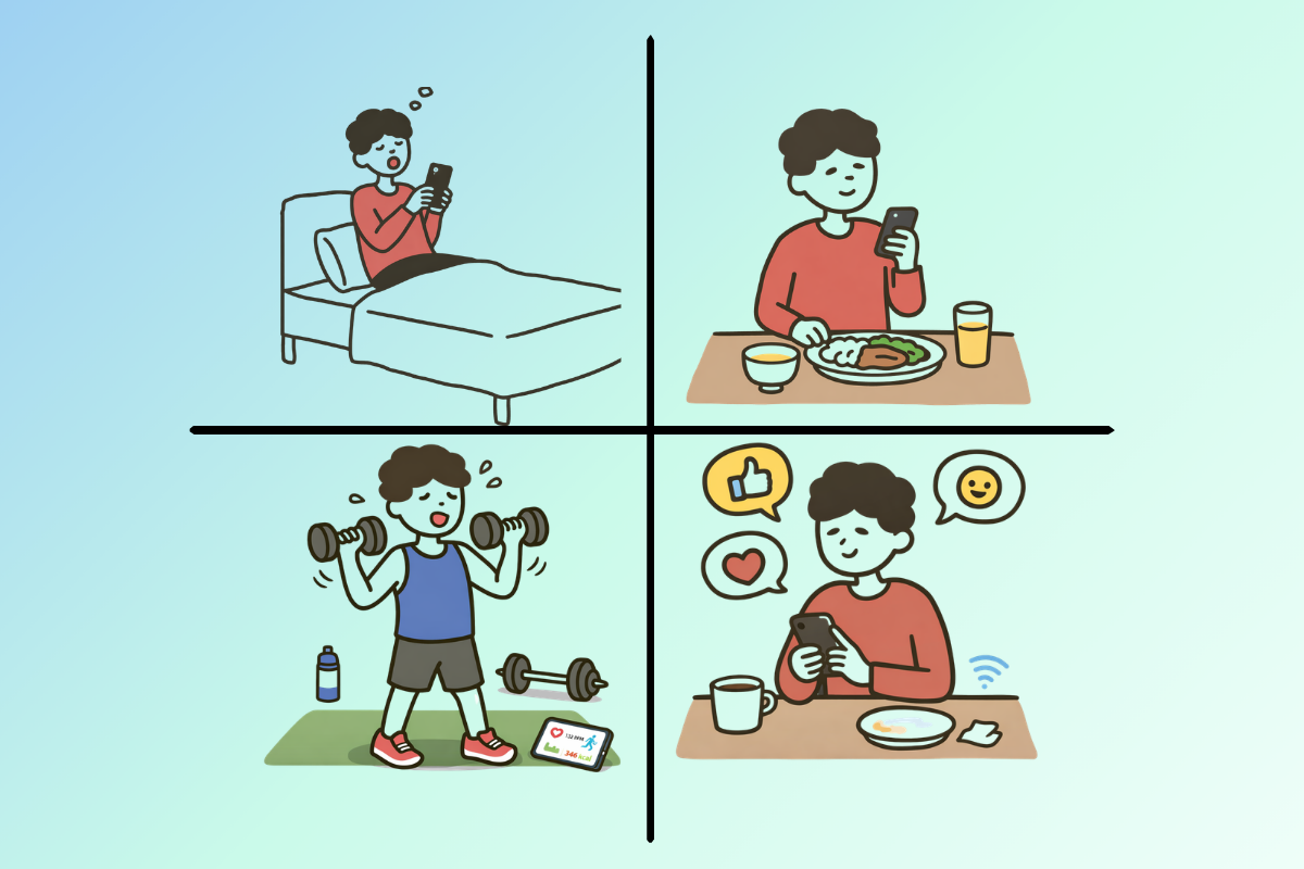 Person overwhelmed looking at multiple health apps on their phone screen