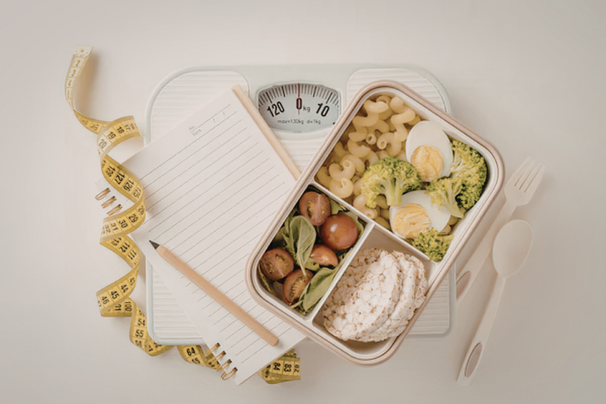 Visual portion control guide with hand comparisons and plate method